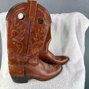 Vintage Acme Cowboy Boots 8 D Brown Leather Western Made In USA Cowboy